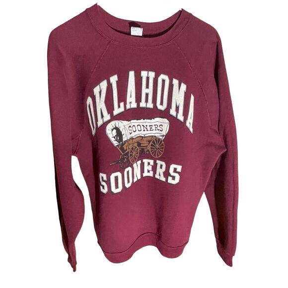 Vintage Oklahoma University OU Sooners Sweatshirt Sz XL Discus Athletic BIG LOGO Crewneck